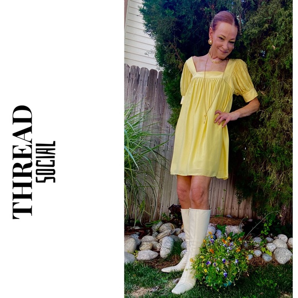 NWT Thread Social Yellow Lined Mini-Square Neck🔥 - Picture 3 of 15